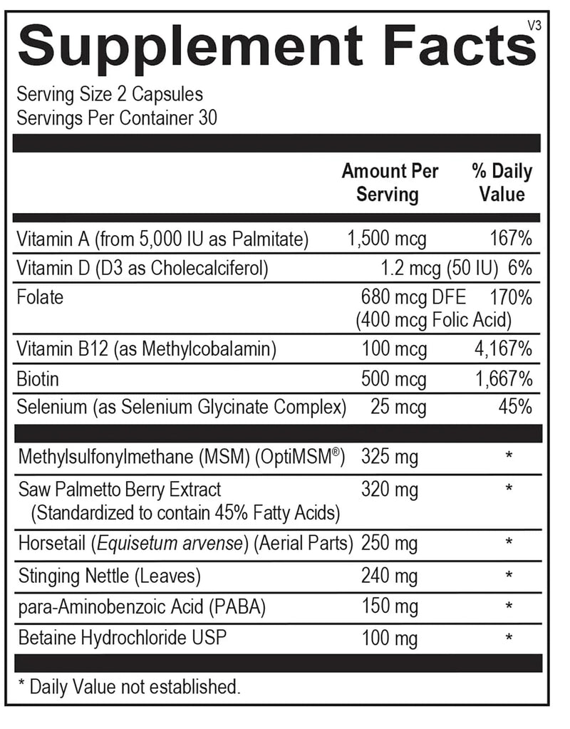 Vibrant Glow Advanced Skin, Hair & Nail Support with Collagen Boosting Silica, MSM, Saw Palmetto, Betaine HCl & More for Stronger Hair & Nails (60 Capsules)