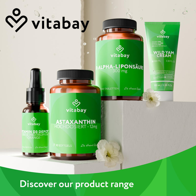 Vitabay Astaxanthin 12 mg High Strength – 90 Vegan Softgels – Laboratory Tested - No Additives – Premium Raw Material Naturally Derived from Haematococcus pluvialis Algae Extract – 6 Month Supply