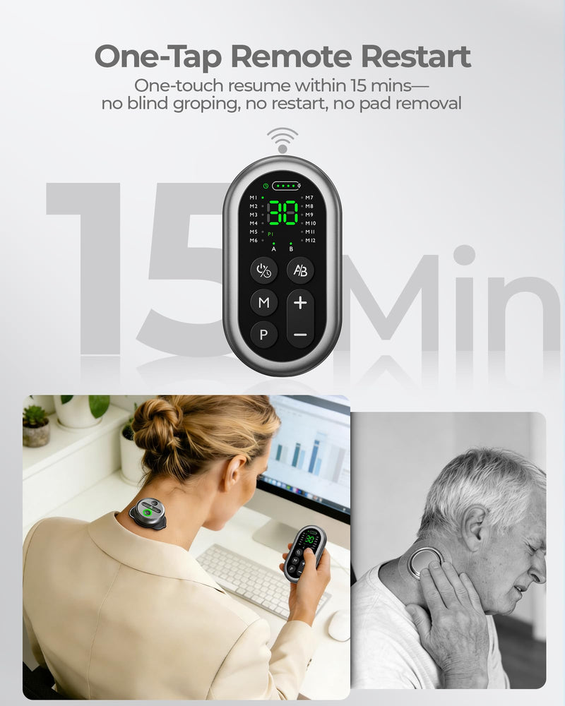 Wireless TENS Unit Muscle Stimulator, 48 Modes, Model HZ9151B | 2 Channel, TENS Machine for Sciatica, Back Shoulder Pain Relief, Portable TENS EMS for Office Home Travel, Gift for Men Women