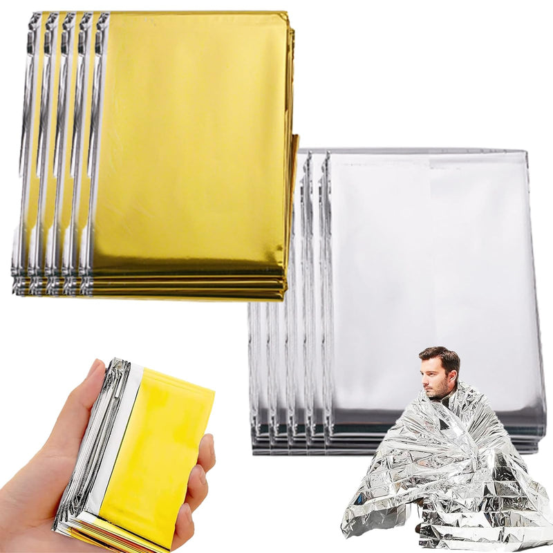 [Australia] - Pack of 5 rescue blankets 210 x 160 cm, rescue blanket gold silver, rescue blankets, rescue foil, rescue blanket extra strong, emergency blanket, first aid blanket for first aid hiking & camping and outdoors 