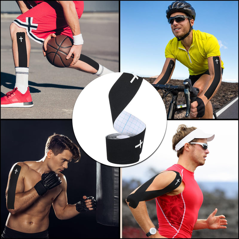 [Australia] - Geiserailie 8 Roll Christian Cross Kinesiology Tape, Each 20 Precut Strips 10" Per Strip Waterproof Religious Athletic Sports Tape Cotton Elastic Wraps for Fitness Running Tennis Swimming Football 