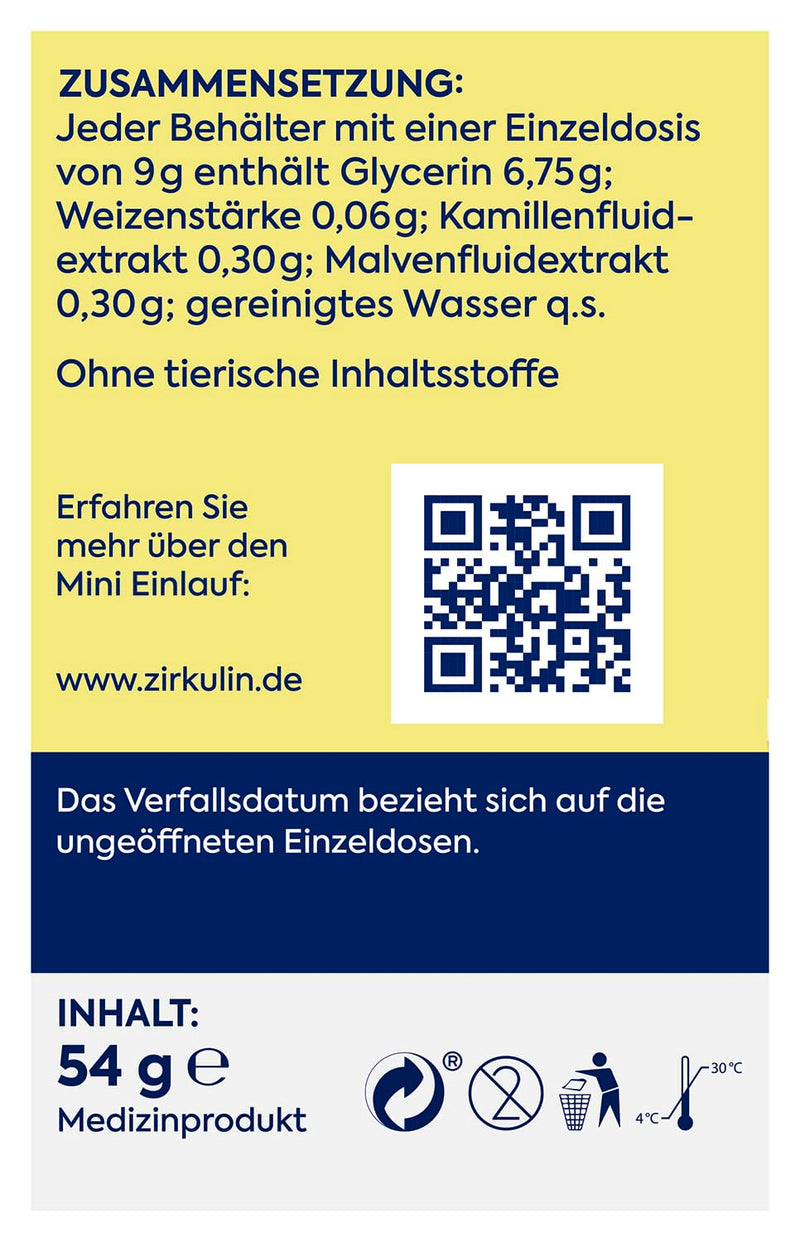 [Australia] - Zirkulin mini enema, enema for mild to moderate constipation, with glycerin, chamomile and mallow, stimulates intestinal emptying, 1 x 6 microenemas of 9g each, 6 pieces (pack of 1) 