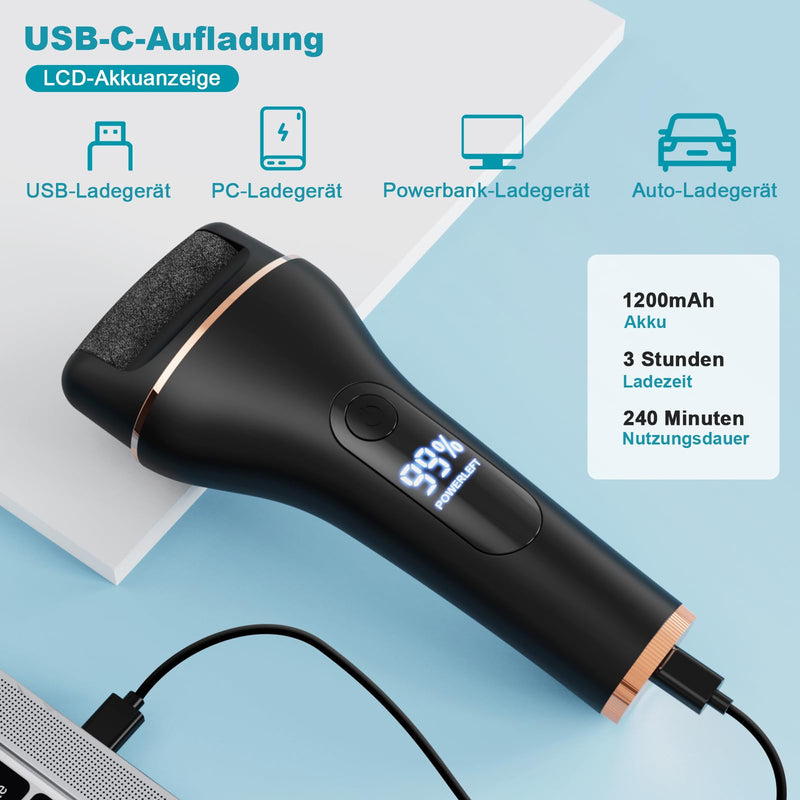 [Australia] - Callus Remover Electric - Callus Removal Foot Electric - Callus Planer Electric Feet with 2 Gears, IPX7 Waterproof Callus Remover for Cracked Heels, Dead Heels, Callus Removal Black 