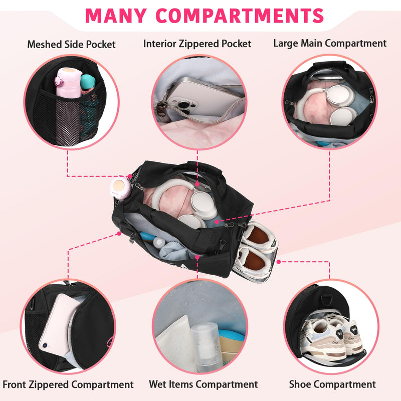 kilofly Girl's Ballet Dance Sports Gymnastics Gym Duffel Bag Travel Carry On 16.5 inch s4