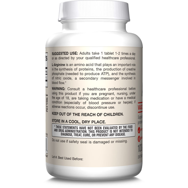 [Australia] - Jarrow Formulas¬Æ Arginine 1000 mg, Dietary Supplement, Supports Nitric Oxide Production, Supports Protein Synthesis, 100 Tablets, Up to 100 Day Supply 100 Count (Pack of 1) 