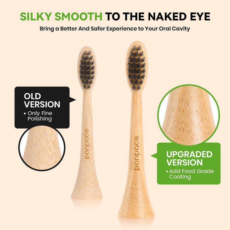 Bamboo Toothbrush Heads Compatible with Philips Sonicare, Soft Charcoal Infused Bristles, Whitening & Deep Cleaning