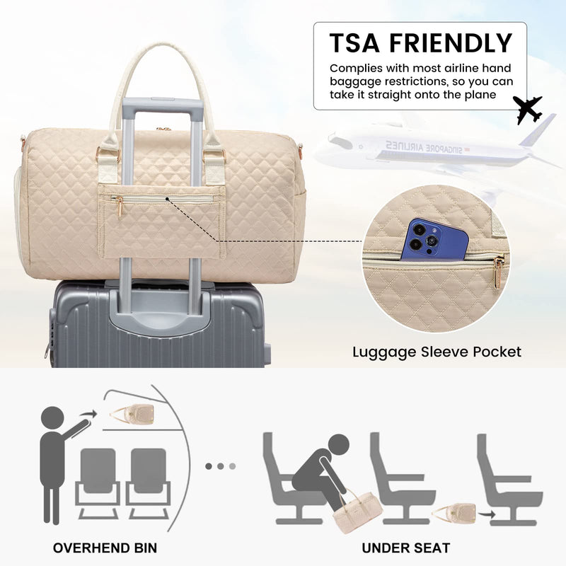 LOVEVOOK Travel Duffle Bag, Weekender Bags for Women with Shoe Compartment, Quilted Carry on Overnight Bag with Toiletry Bag, Hospital Bags for Labor and Delivery, Gym Duffel Bag with Wet Pocket