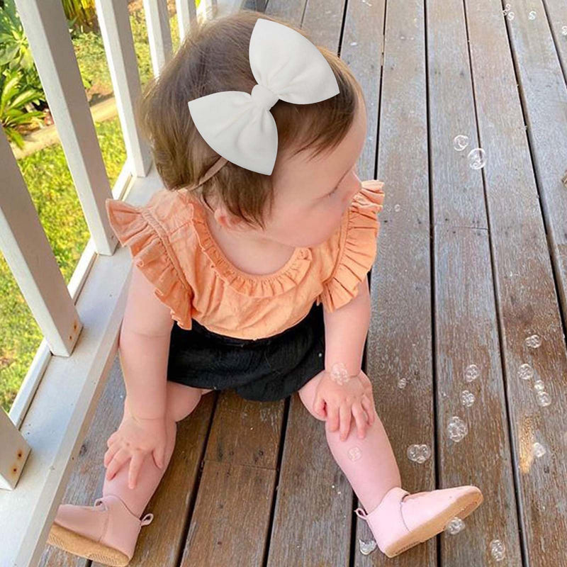 [Australia] - YanJie 4.5'' Nylon Bow Headbands for Baby Girls - Handmade Tied Bows Hair Accessories for Infants and Toddlers - 10 Pieces 1-10 Color 