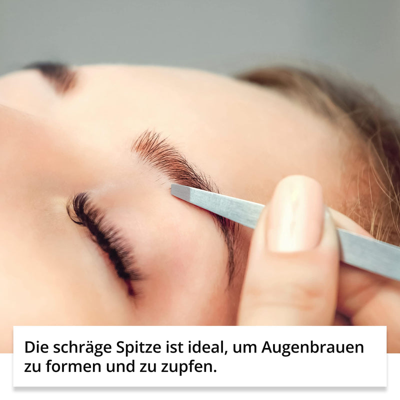 [Australia] - Rubis tweezers stainless steel - slanted, fine and pointed - tweezers for plucking eyebrows - slanted tip for hair removal - professional tweezers, high quality brown 