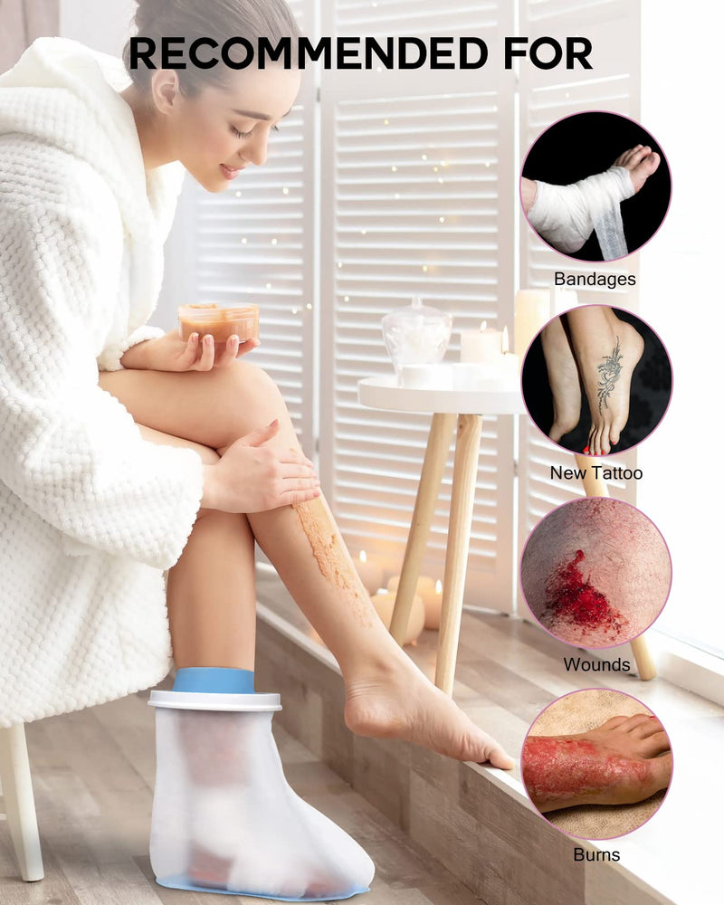 [Australia] - Waterproof Foot Cover for Shower Adult, Foot Cast Covers with Non-Slip Padding Bottom, Watertight Ankle Foot Cast Protector for Surgery Bandage Dressing Wound, Reusable 