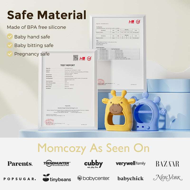 [Australia] - Momcozy Baby Teether Toys | Baby Teething Toys | Baby Teething Relief | Food Grade Silicone Teether Baby Toys | Baby Teether 0-6 Months | Teething Toy 6-12 Months | Baby Essential | Yellow 