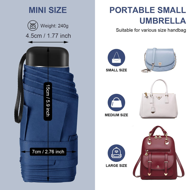 Compact Travel Umbrella with Case - Mini Umbrella for Purse, Small Lightweight &Tiny Design Perfect for Parasol Outdoor Sun&Rain Umbrellas