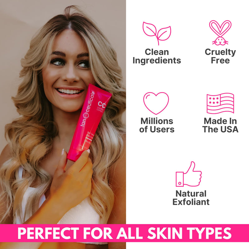 Pre-Tan Exfoliator Scrub - Smooth, Soften & Prepare Your Skin - Naturally Exfoliating Apricot - Enriched with Acai Berry & Vitamin E - Coconut Scent, 6 FL oz