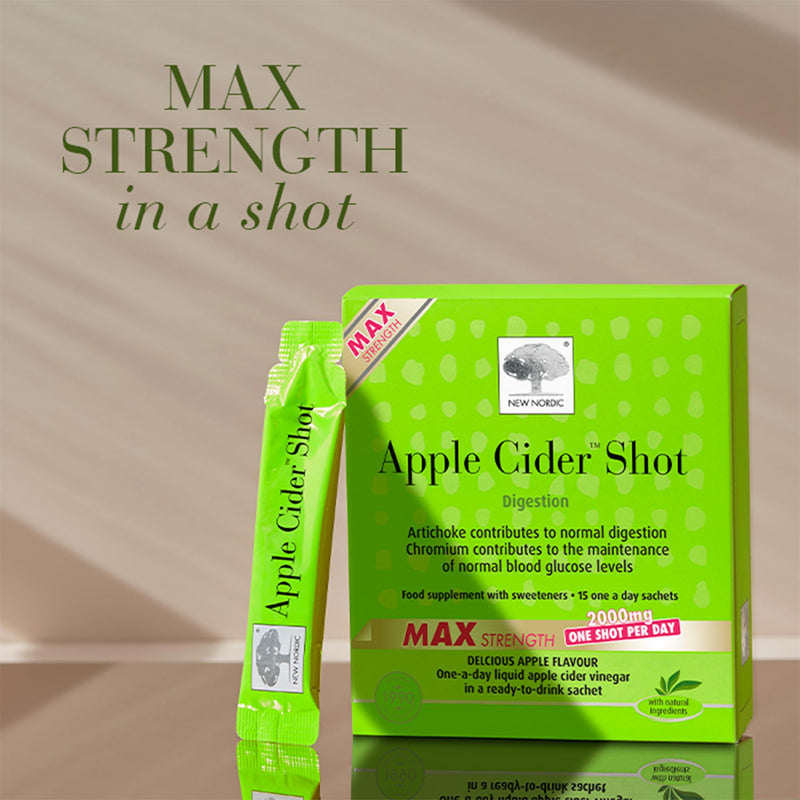 New Nordic Apple Cider Vinegar Shot, Liquid Sachets with Artichoke, Dandelion and Chromium, 15 Sachets 15 Sachets (Pack of 1)
