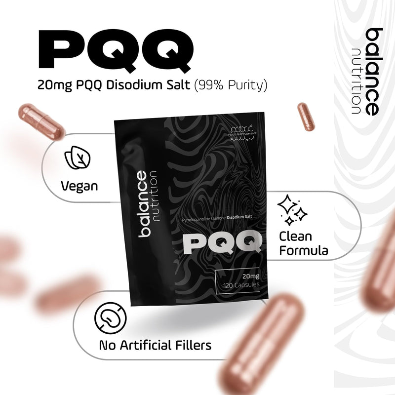 PQQ 20mg 120 Capsules Pyrroloquinoline Quinone Supplement – High Purity >99% - PQQ Disodium Salt – Bioavailable Form - Vegan Anti-Aging Support - Mitochondrial Cellular Natural Energy Booster