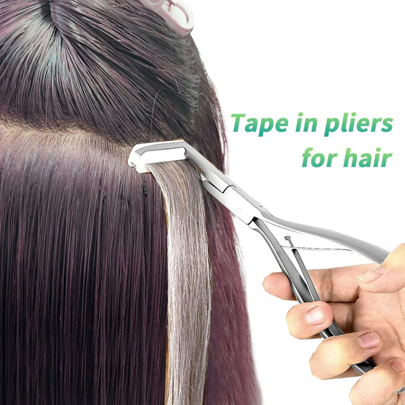 Tape in Hair Extensions Plier Silvery Stainless Steel Flat Surface Sealing Hair Extension Tools for Women Hair Extension Tools