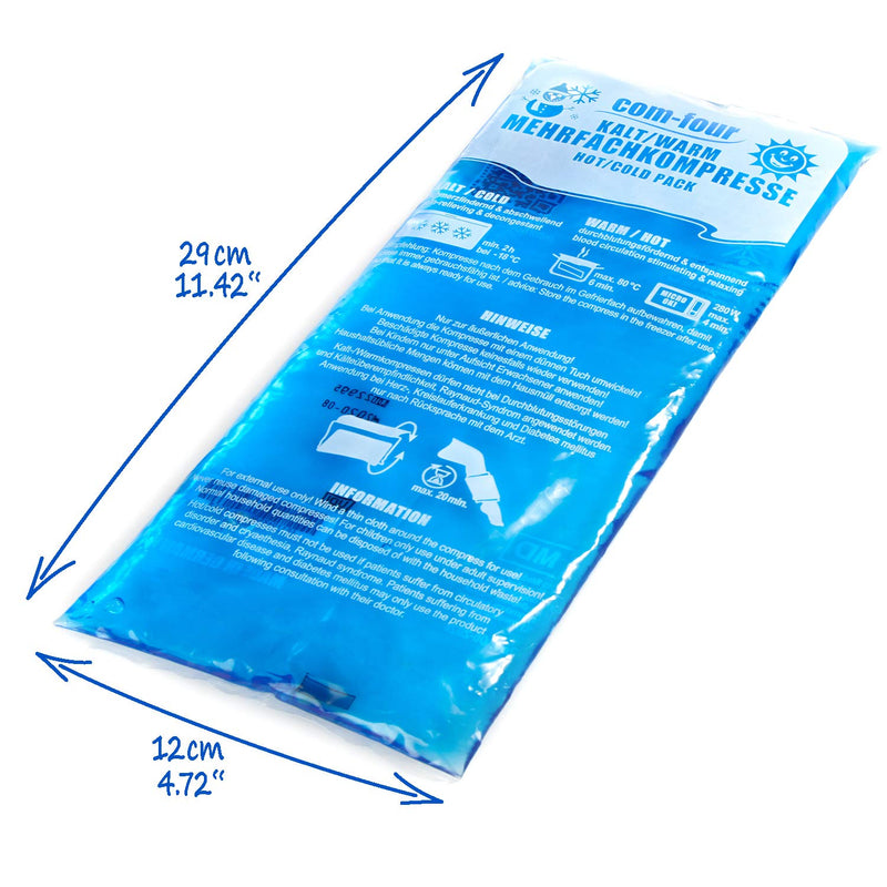 [Australia] - com-four® 2x large multiple compresses 29 x 12 cm with premium reusable fleece cover, cold and warm compresses with gel cooling pack, protective cover with elastic band, microwave safe - Made in Germany 
