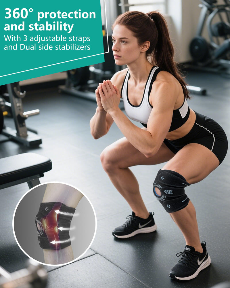 Knee Brace for Women Plus Size: Large Adjustable Knee Sleeves with Side Stabilizers for Men, Pain Relief for Meniscus Tear, MCL & LCL Injuries, Patella Dislocation Support Black S M L