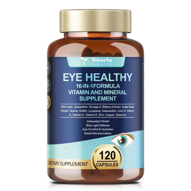 [Australia] - Eye Vitamins Lutein and Zeaxanthin for Adults, AREDS 2 Eye Vitamin and Mineral, Omega-3, Bilberry Extract - Carotenoid Blend, Support Eye Health, Strain, Comfort & Hydration (120 Capsules) 
