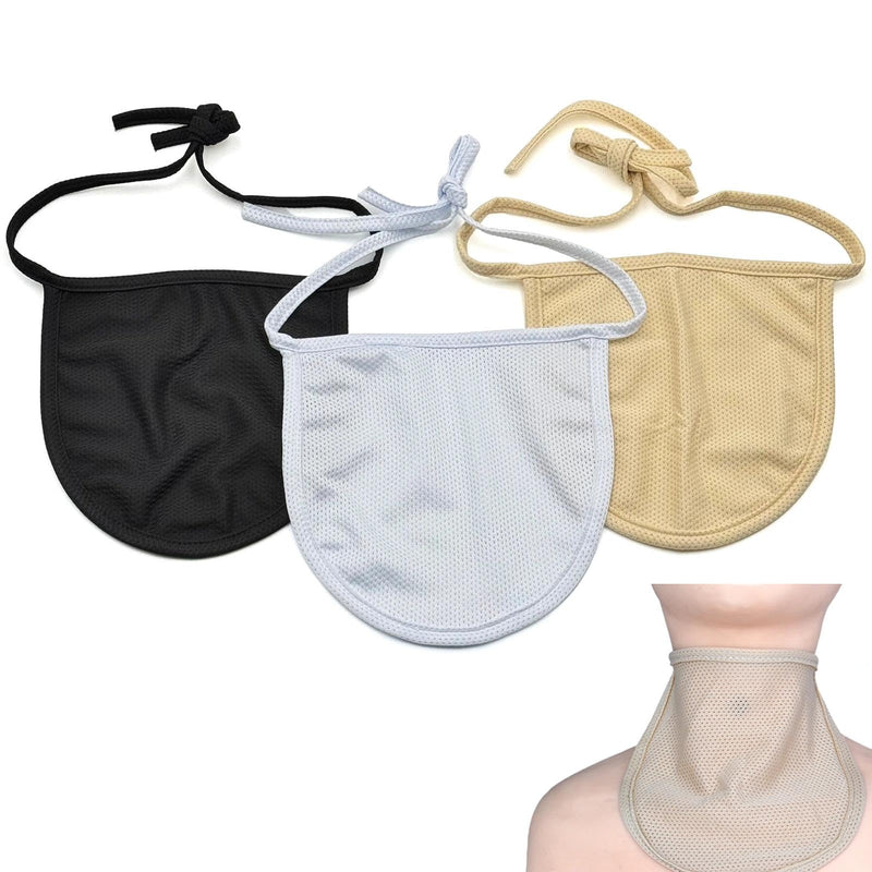 [Australia] - Adjustable Tracheotomy Dust Cover [3-Pack, Black/White/Khaki] - Breathable Mesh Stoma Protector for Tracheostomy Care, Universal Fit Neck Stoma Covers for Dust Protection 