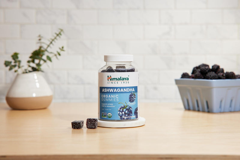 [Australia] - Himalaya Ashwagandha Organic Gummies, KSM-66 Organic Ashwagandha to help with Stress Relief, Energy and Relaxation, 60 Gummies with Delicious Blackberry Flavor 