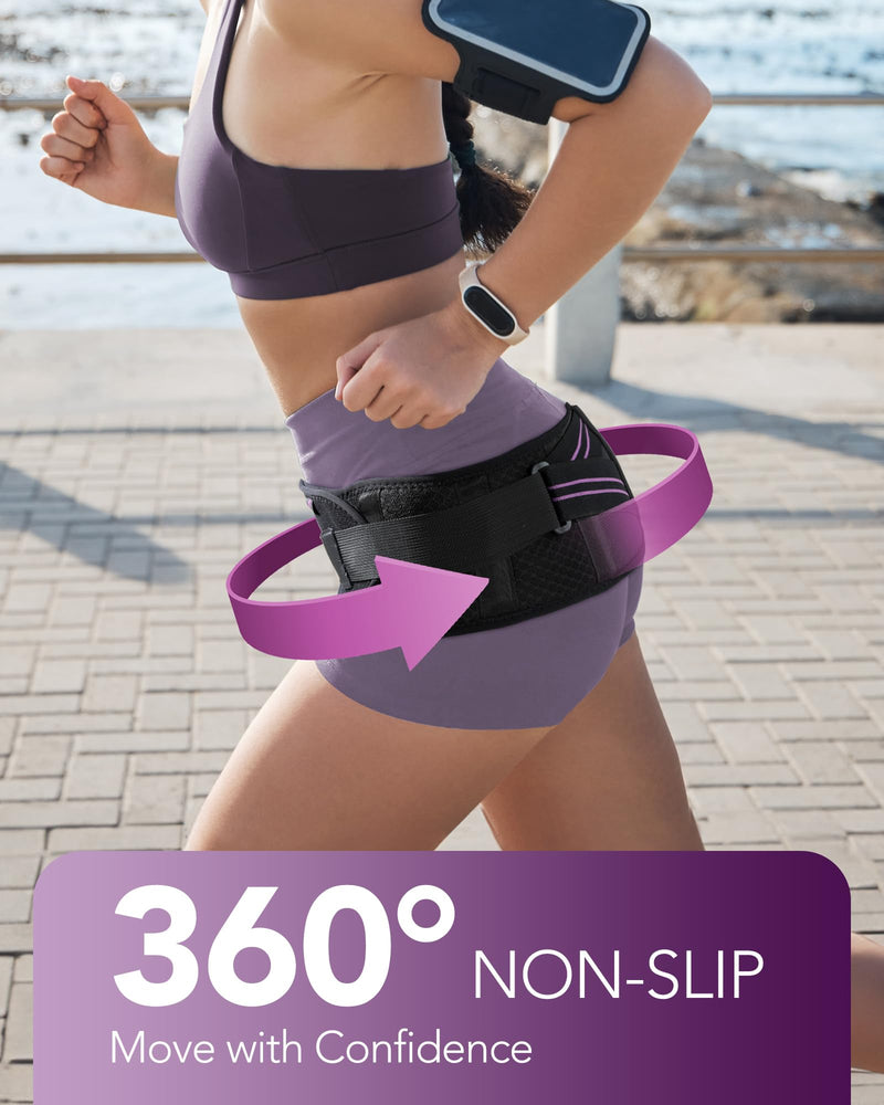 [Australia] - Sacroiliac Belt with Enhanced Compression, Hip Brace for SI Joints Pain, Lower Back Pain and Sciatica Nerve Relief, SI Belt for Women Men, Support for Pelvic, Leg, Back, Anti-slip Large Violet 