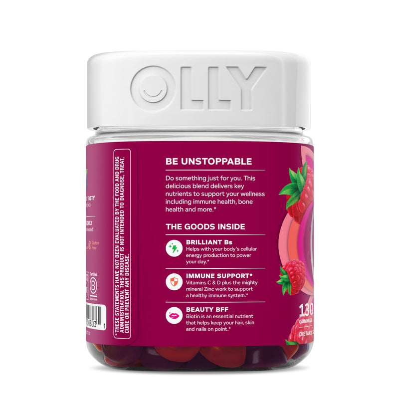 OLLY Women's Multivitamin, Supports Overall Wellness,* Biotin - 130 Count Berry 130 Count (Pack of 1)