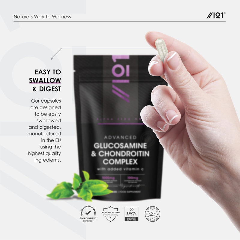 Glucosamine & Chondroitin Complex - 180 Capsules - with MSM, Boswellia, Rosehip, Ginger & Turmeric - Made from Pasture Raised, Grass-Fed Bovine - By Alpha01 1 count (Pack of 180)