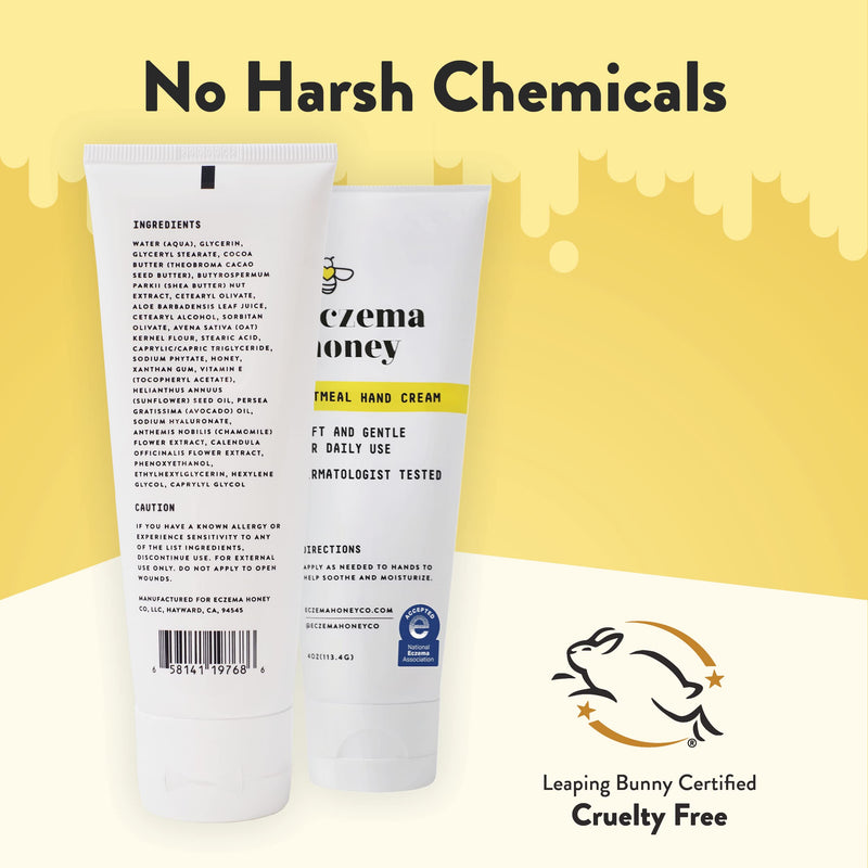 ECZEMA HONEY Oatmeal Hand Cream, for Dry, Itchy, Sensitive Skin (4 Oz) | Natural Hand & Body Lotion for Eczema Rash Relief, Cream for Irritable Skin