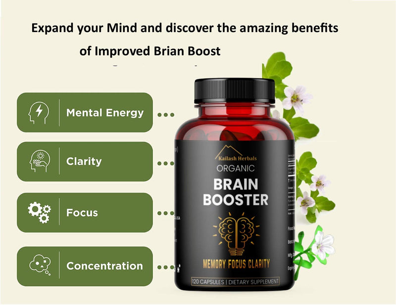[Australia] - Bacopa, Organic Brain Booster, Nootropic Brain Supplement, Bacopa Monnieri/Brahmi, for Mental Sharpness, Focus, Memory, and Cognitive Wellness, 120 Capsules 500mg, 2 Month Supply 