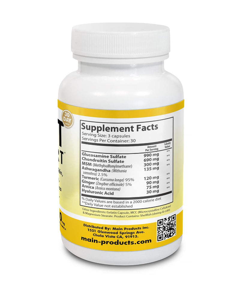 [Australia] - Joint Support - Glucosamine Chondroitin MSM Hyaluronic Acid Ashwagandha Turmeric Ginger Arnica - 2430mg Joint Support Supplement, Micronized, 90 Capsules. 