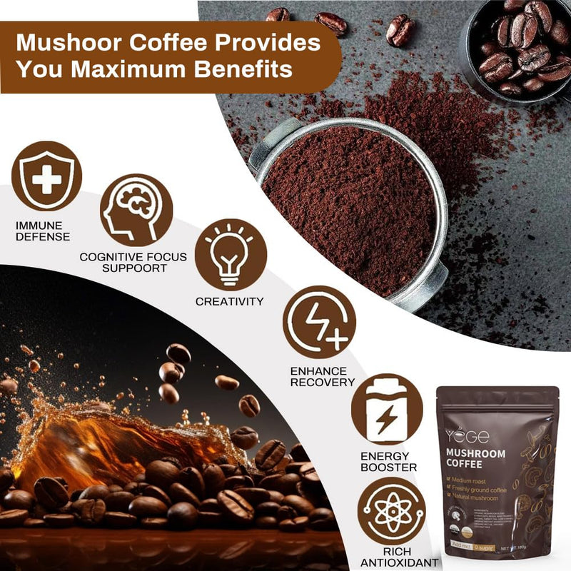 [Australia] - Mushroom Coffee, Instant Organic Mushroom Coffee with Cordyceps, Reish, King Trumpet, Shitake, Turkey Tail, Lions Mane for Energy, Focus, Positive Mood & Immune Support (30 Servings) 1 