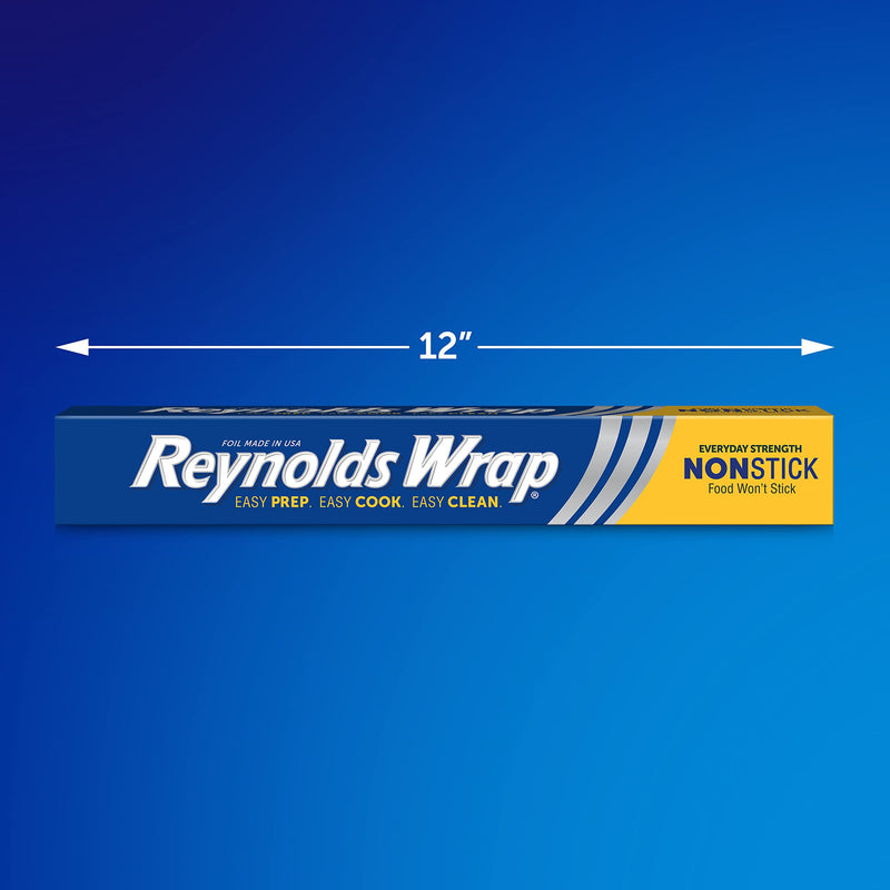 Reynolds Wrap Non Stick Aluminum Foil, Nonstick Aluminum Foil Roll, Prevents Food Sticking and Messy Cleanup, Great for Covering Casseroles and leftovers, 43.33 Yards x 12 Inches, 130 Sq.Ft. 130 Sq Ft