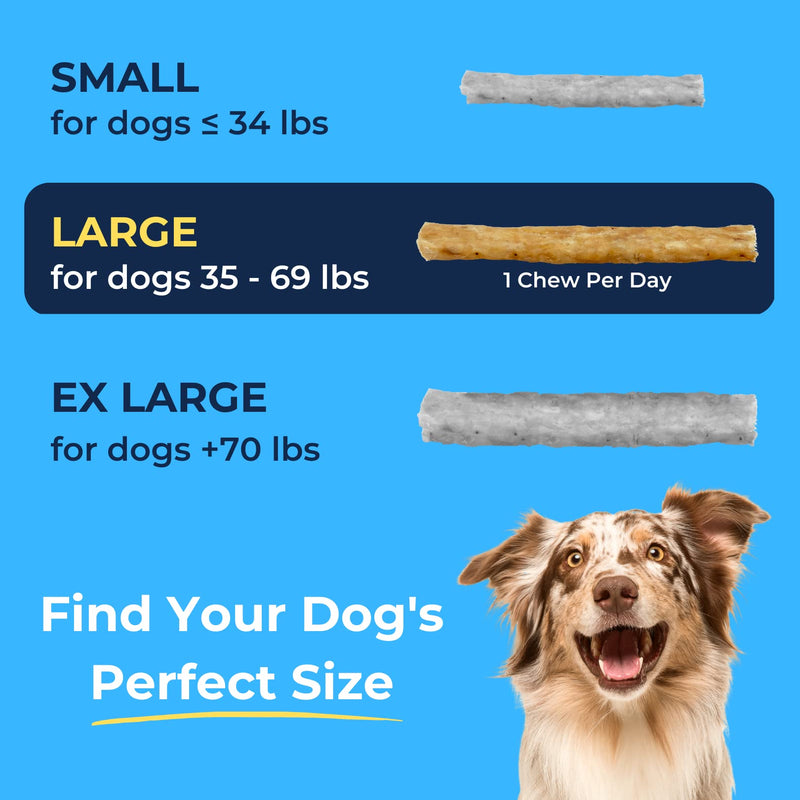 Tartar Shield Soft Rawhide Chews | Safe Dental Treats for Large Dogs | Vet VOHC Approved | Daily Bone Cleans Teeth & Gums Fresh Breath Oral Health Support | USA Made | (Large Dogs / 24 Count) Large Dog - 24 Ct. - PawsPlanet Australia