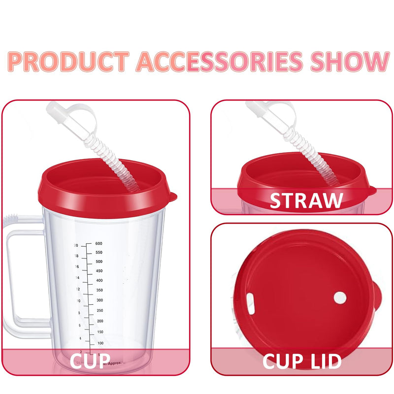 Disabled Adults Drinking Cup/Beaker/Mug/Sippy Cup, Adult Drinking for Disabled Adults Cup Water Bottle for The Elderly, Vulnerable and Disabled, Red 1