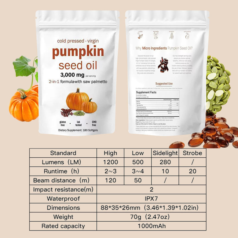 [Australia] - Pumpkin Seed Oil Capsules with Saw Palmetto – 3000mg per Serving, 180 Softgels | Cold Pressed, Pure Virgin Oil | Supports Hair, Urinary, Bladder & Prostate Health | Non-GMO 