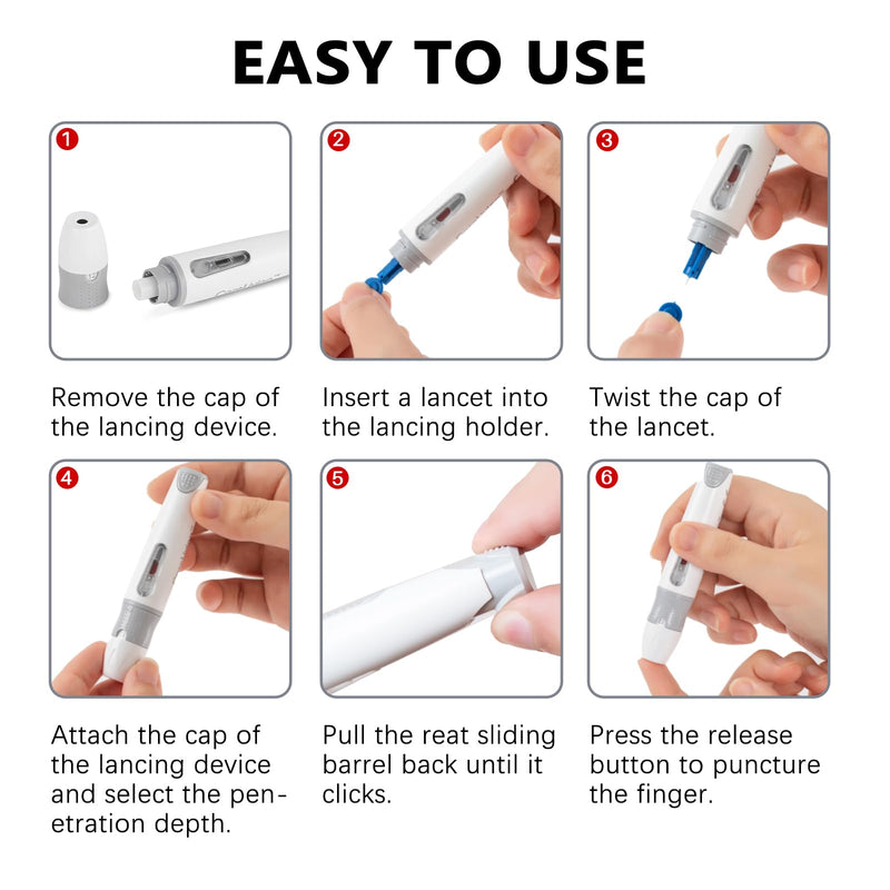 [Australia] - Lancing Device for Diabetes Testing, Lancing Device Pen, for Minimizing Pain and Discomfort, Works with most Diabetic Lancets 