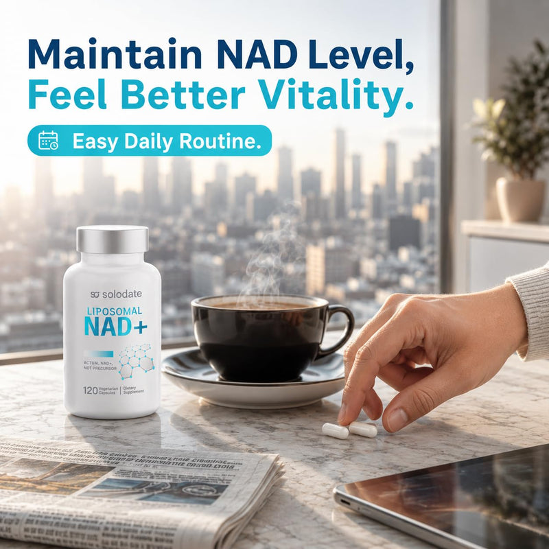 Liposomal NAD+ Supplement, Actual NAD+ Capsules Not Precursor, Advanced Absorption Dietary Formula, 120 Vegetarian Count, Daily Routine Support