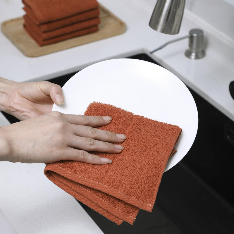 [Australia] - Dishcloths Kitchen Highly Absorbent Dish Rags 100% Cotton Dish Cloths for Washing Dishes, Cleaning (11 x 11 Inches, 12 pcs, White) 11x11 