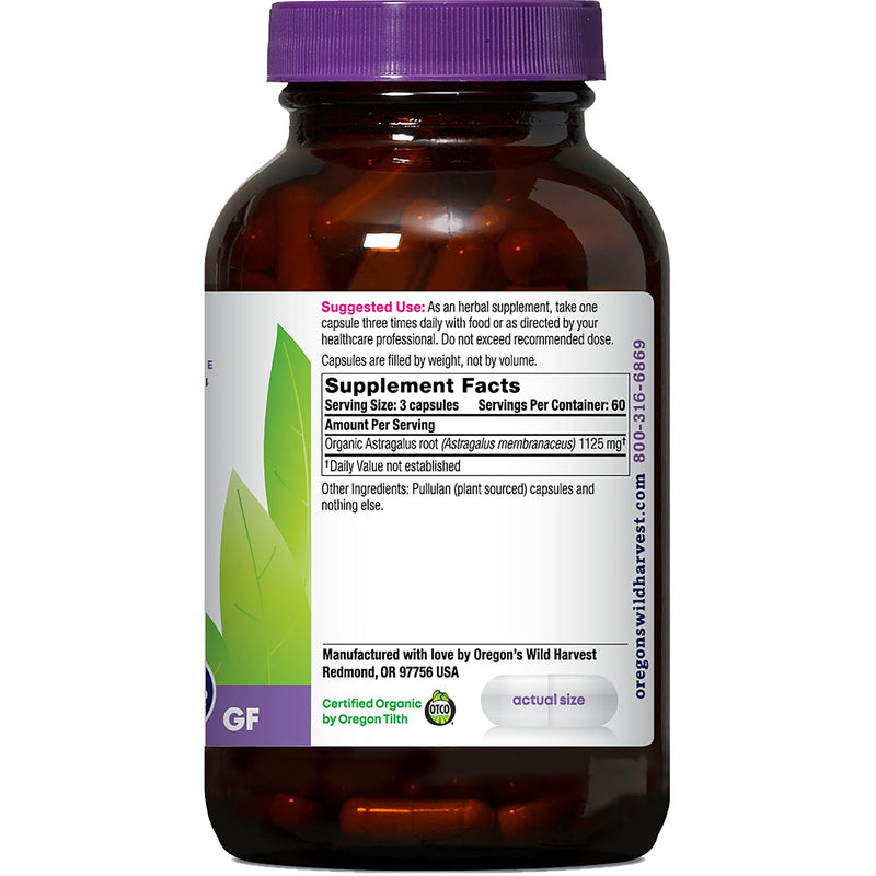 [Australia] - Oregon's Wild Harvest Non-GMO Certified Organic Astragalus Capsules Long Term Immune Support Herbal Supplements-180 Count 180 Count (Pack of 1) 