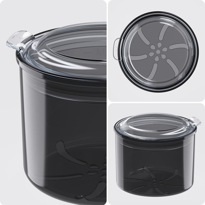 Denture Case, Denture Bath Cup with Brush, Denture Container Cups for Soaking Dentures, Retainers, Mouth Guard Storage Case, Denture Cleaning Holder Box - Black