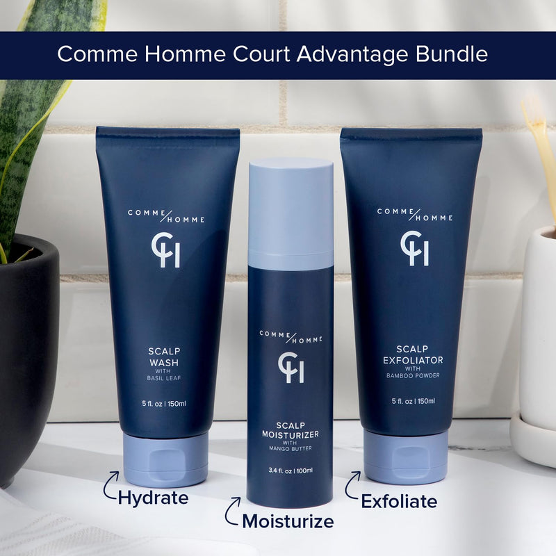 [Australia] - Comme Homme Scalp Exfoliator for Bald Men – Pre-Shave Scalp Scrub with Bamboo Stem Powder, Glycolic Acid, Aloe Leaf Juice & Caffeine – Removes Dead Skin Cells & Impurities – 5 fl oz/150 ml (Pack of 2) Pack of 2 