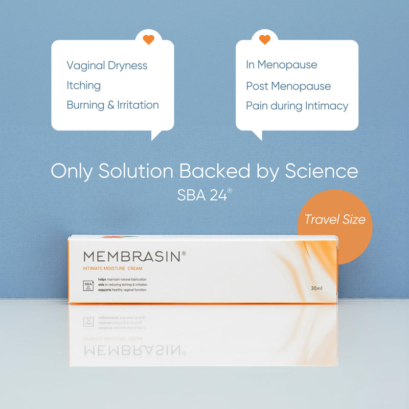 [Australia] - Membrasin Vaginal Moisture Cream with Hyaluronic Acid, Relieves Vaginal Dryness, Itching and Burning, Menopause Support, Hormone Free, Plant Based Formula with Omega 3 6 7 9 and Vitamin E, 30 ml 1 Fl Oz (Pack of 1) 