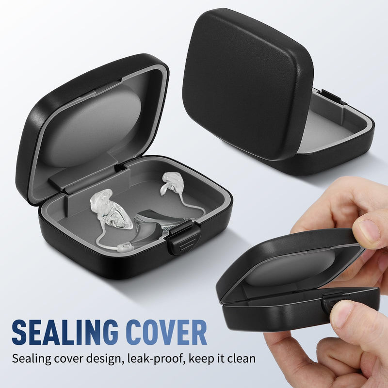TOYANDONA Hearing Aid Case - Hearing Aid Protection Storage Box, Portable Compact Carrying Box, Shockproof & Water-resistant Organizer for Seniors And Active Users Daily & Travel Use