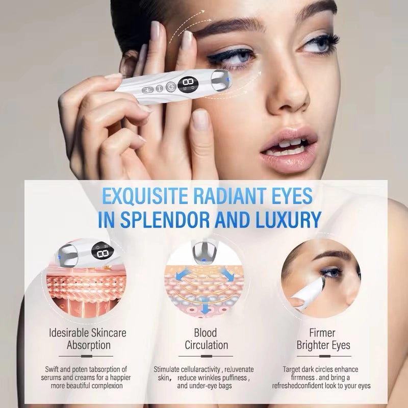 Eye Lift Wand, Depuffing Wand Chargeable Heated Eye Wand - Eye Massager for Dry Eyes, Dark Circles and Puffiness, Eye Lifting Device for Fine Lines and Wrinkles Beauty Wand