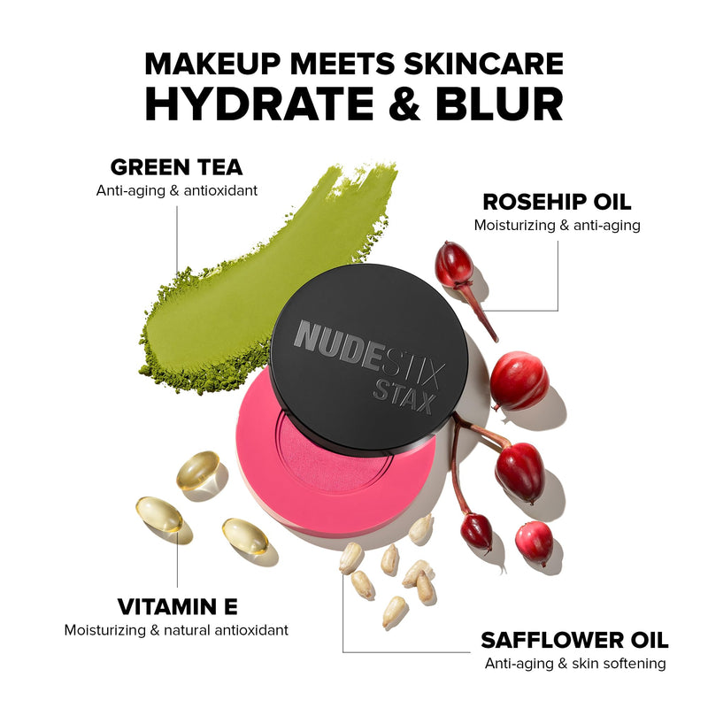 [Australia] - Nudestix Sunpink Glow STAX Set – 3-Piece Cream Blush & Highlighter Sticks for Cheeks, Lips & Eyes | Includes Sunstone, Magenta Matte & Magic Aura | Multi-Use, Stackable, Vegan Makeup Set 