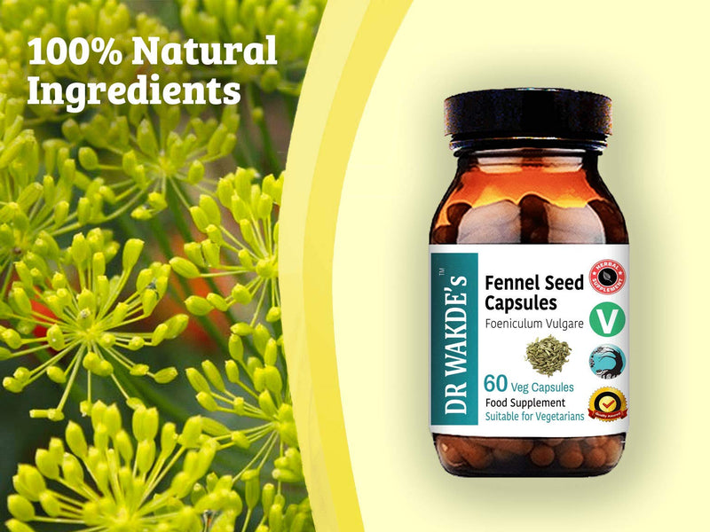 DR WAKDE'S Fennel Seed Capsules, 60 Veg Caps, Plant-Based Supplement, Made in UK, Vegan, All Natural, Same Day Dispatch