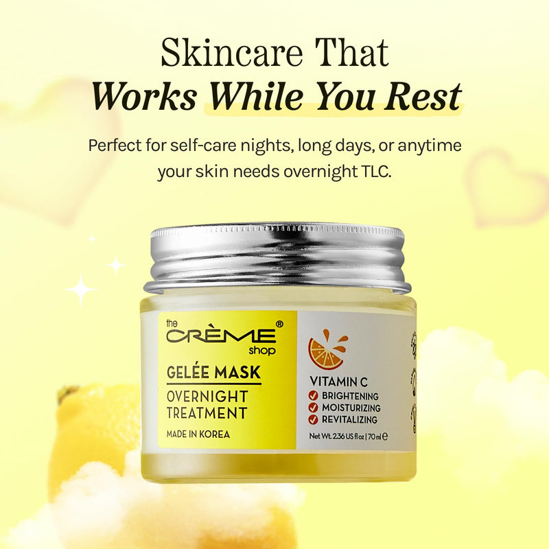 The Crème Shop Korean Skincare | Overnight Gel Mask for Moisturizing and Hydrating, Anti-Aging, Relief facial skin care - 2.36 oz (Vitamin C) 2.36 Ounce (Pack of 1)
