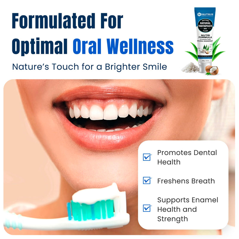 Nutri 11 Natural Whitening Toothpaste | Fluoride-Free & SLS-Free | Enamel Remineralization with Hydroxyapatite & Baking Soda | Sensitive Teeth Safe | Fresh Mint Flavor | 100g