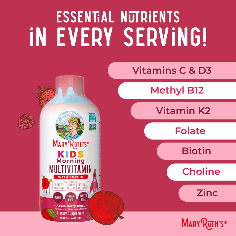 MARYRUTH'S Kids Liquid Morning Multivitamin for Kids, Sugar Free, 15.22oz | Sugar Free
